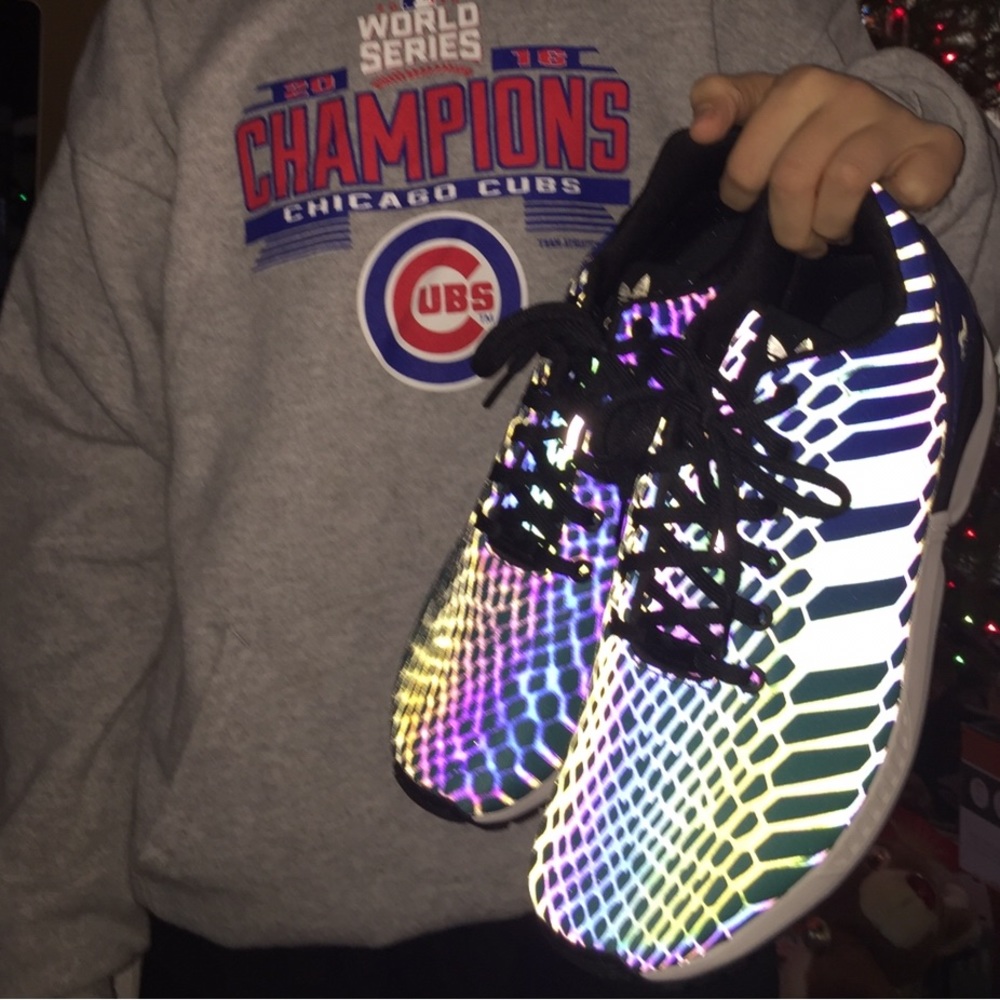 NWOT Reflective Holographic ZX FLUX XENO Blue Black Turquoise Adidas Shoes B2444 - Picture 8 of 17